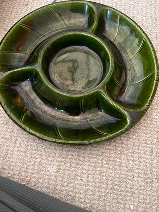 Vtg mcm green appetizer bowl