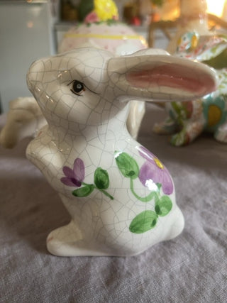 Porcelain bunny with purple flowers