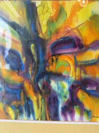 Vintage,abstract watercolor painting by Dalia Ancevicius. Signed