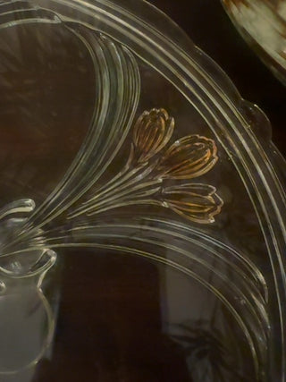 Vintage,Rare Mikasa French Bouquet Crystal pedestal cake stand/ serving platter