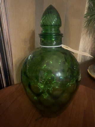 Vintage, Wheaton Decanter green honeycomb bottle with stoper.