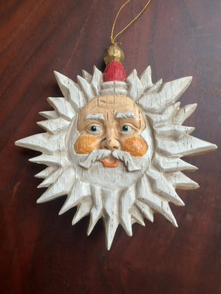 Vintage, wood, sun shaped & Santas face