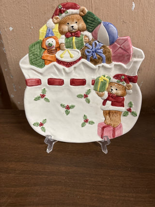 Vintage 1994 OMNIBUS TEDDY BEAR CHRISTMAS PLATE #571
