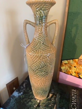 Mcm, textured basket breaded vase
