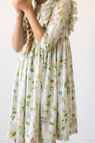 No Bunny Like You 3/4 Sleeve Ruffle Twirl Dress | 2T