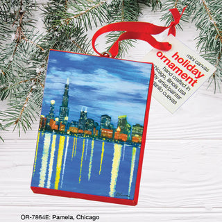 Chicago Lakefront at Night, Canvas Ornament