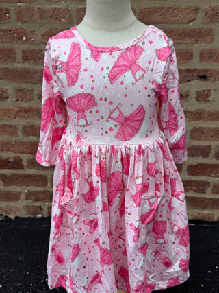 Pirouette 3/4 Sleeve Pocket Twirl Dress - 2T