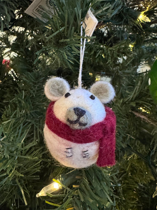 Polar Bear w/Scarf Felt Ornament