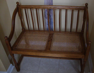 Oak & Cane Bench