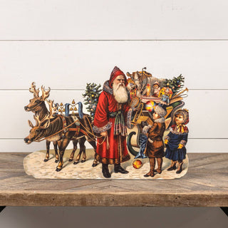 20" Vintage Inspired Santa with Toy-Packed Sleigh Dummy Board