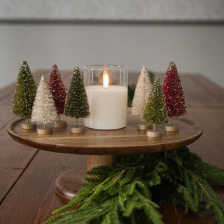 Boxed Set of 7 Small Glittered Holiday Bottlebrush Trees