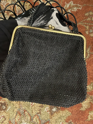 Black Beaded Kiss Closure Purse