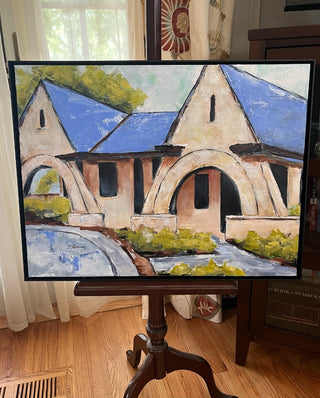 Stone Avenue Station Acrylic Painting framed