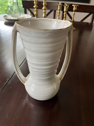 White Glazed Double Handle Vase