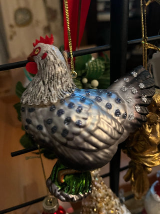 Silver Rooster Ornament