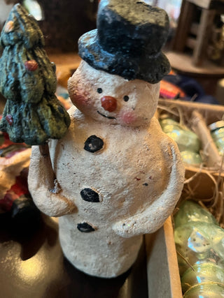 vintage snowman with tree