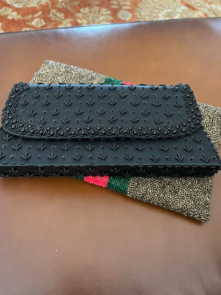 VIntage Arrow Beaded Black Clutch Hong Kong