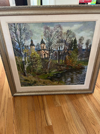 Vintage Oil Painting Chapel