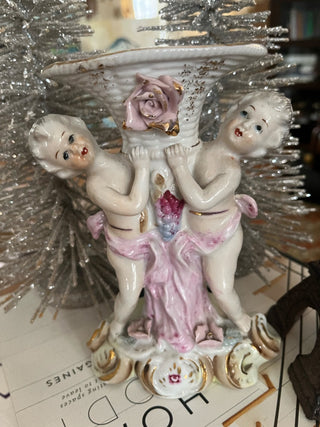 Pink and White Cherub Vase