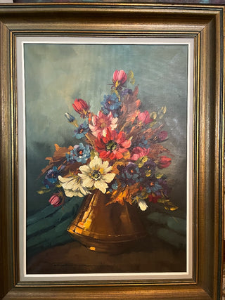 Vintage Floral Oil Painting Signed