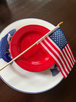4 Red Salad Plates (set)