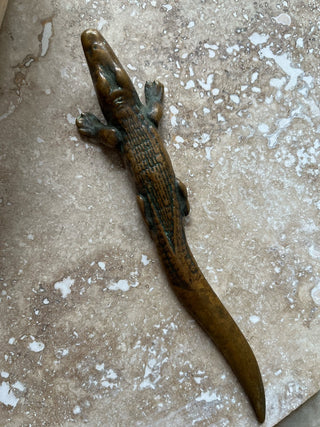 Vintage Brass Crocodile Letter Opener