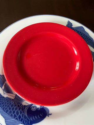 4 Red Salad Plates (set)