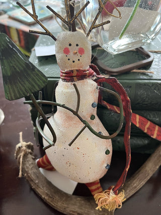 Painted Canvas Snowman Ornament