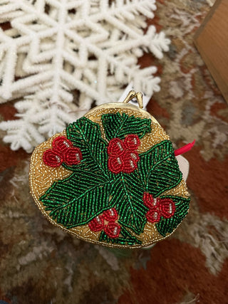 Vintage Neiman Marcus Christmas Beaded Change Purse