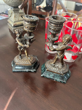 Vintage Cherub Candlestick holder (2 piece)