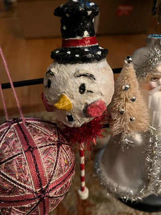 Paper Mache Snowman Ornament