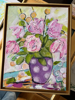 Framed Original Art "Happy Floral" by Donna Skonning