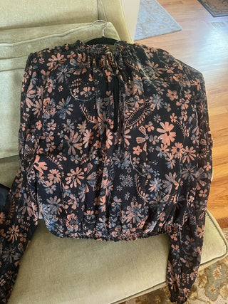 Free People Black Pink Daisy Top