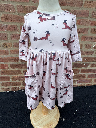 Happy Howl-oween 3/4 Sleeve Pocket Twirl Dress - 2T