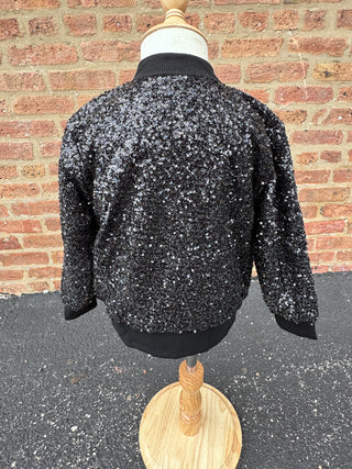 Black Sequin Zip Up Jacket - 2T