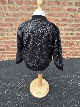 Black Sequin Zip Up Jacket - 2T