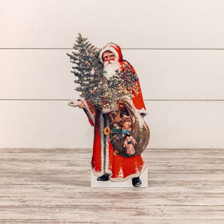 18" Vintage Inspired Santa with Christmas Tree Dummy Board
