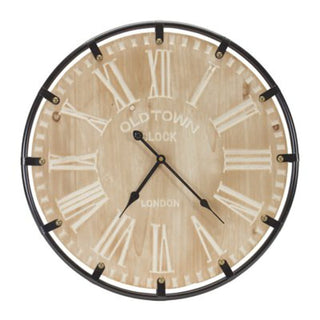 WALL CLOCK 19.5”D WOOD/IRON 1 AA BATTERY, NOT INCLUDED