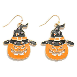 Pumpkin w/ Witches Hat Earrings