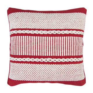 Red & White Square Cotton Pillow - 20"