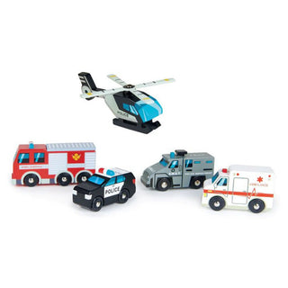 Wooden Emergency Vehicles Toy Set