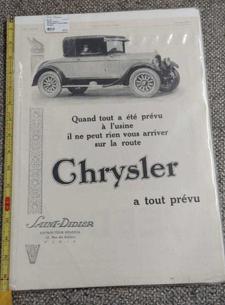 1920s French Magazine Automotive Advertising - Chrysler