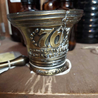 1976 US Bicentennial Bronze Pharmacy Mortar and Pestle Liberty Bell Design