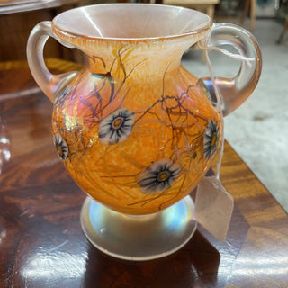 B Henry Thomas art glass vase