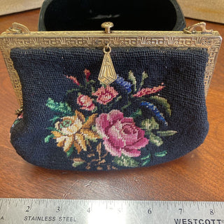 Deco micropoint embroidered purse