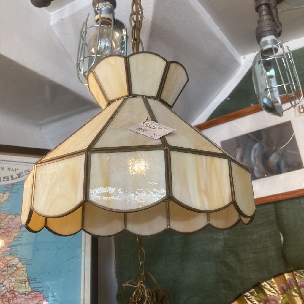 Vintage Slag Glass Hanging Lamp
