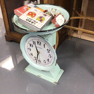 Metal Faux Vintage Produce Scale Pastel Green - Working Clock