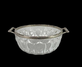 1960s Italian Cut glass and silver bamboo rim server bowl