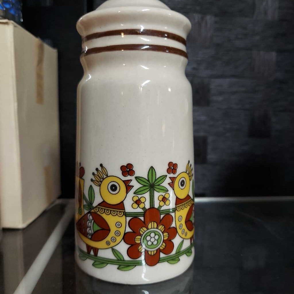 70s mod folk art bird sugar shaker ANY made in Korea
