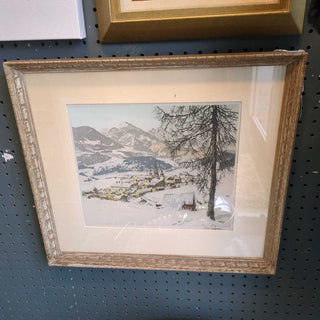 Snowy mountain scene original painting